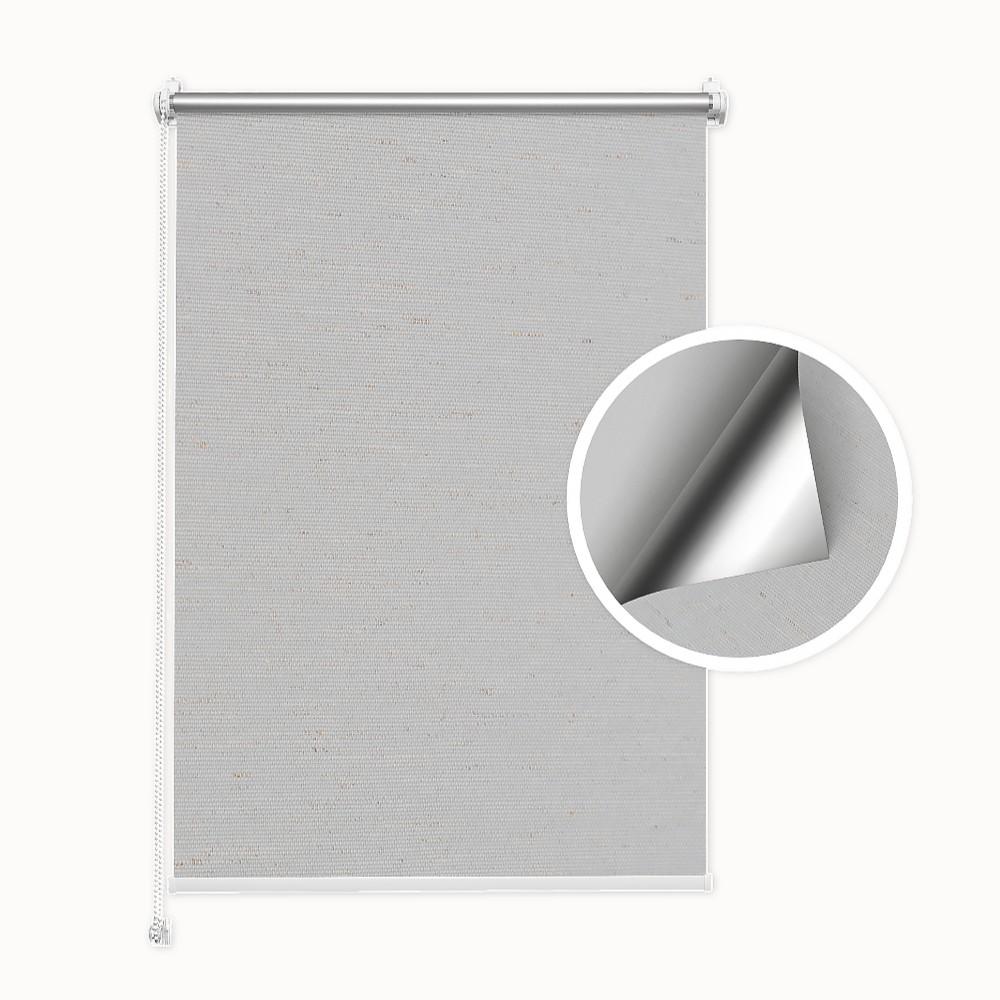 Gray Linen Blackout Roller Blind (Silver Backing)
