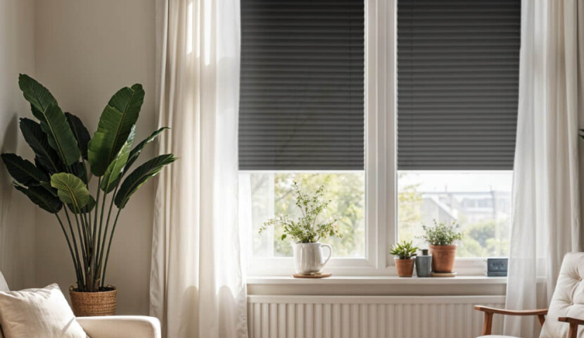 Plissé anthracite pour fenêtre
