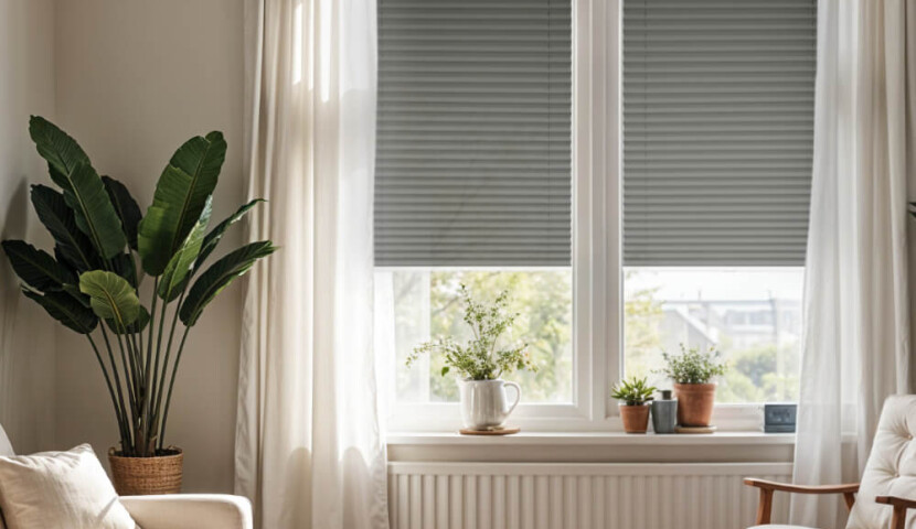 Dark Grey Window Pleated Blind