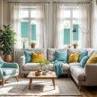 Turquoise Blue Window Pleated Blind