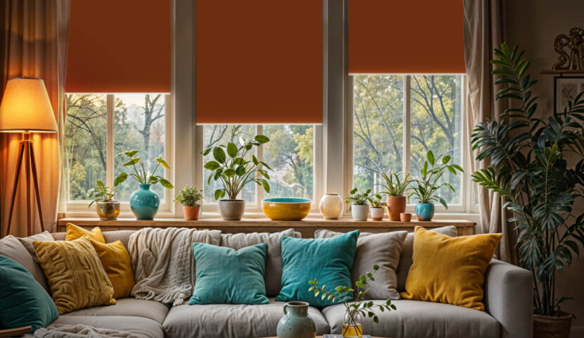 Orange Blackout Roller Blind (Double-Sided)