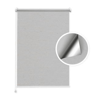 Gray Linen Blackout Roller Blind (Silver Backing)