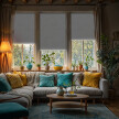 Gray Linen Blackout Roller Blind (Silver Backing)