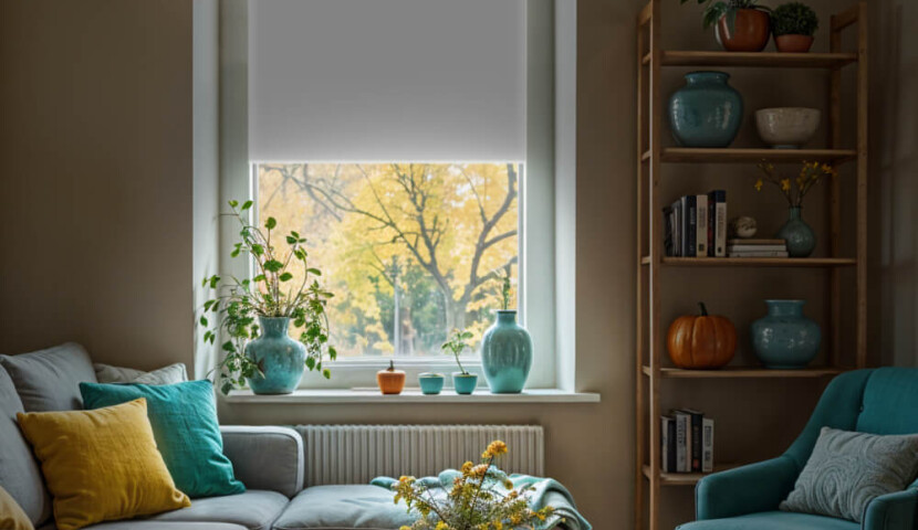 White Blackout Roller Blind (Silver Backing)