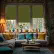 Green Blackout Roller Blind (Silver Backing)