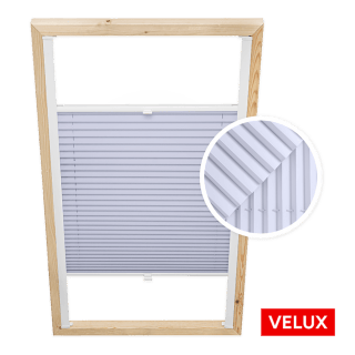 Store plissé gris colombe pour fenêtres de toit Velux