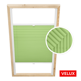Store plissé pistache pour fenêtres de toit Velux