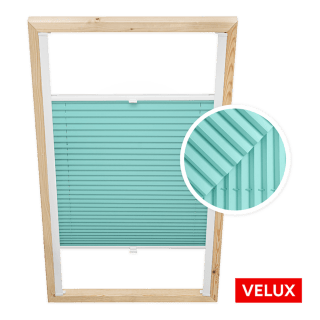 Store plissé bleu turquoise pour fenêtres de toit Velux