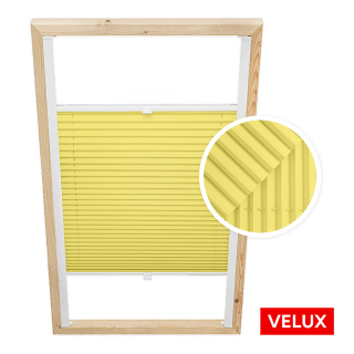 Store plissé jaune pour fenêtres de toit Velux