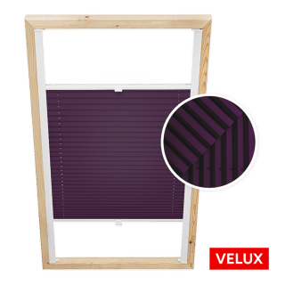 Store plissé bleu myrtille foncé pour fenêtres de toit Velux
