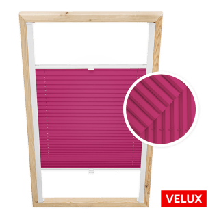Store plissé framboise pour fenêtres de toit Velux