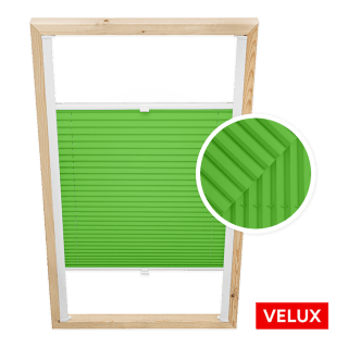 Store plissé vert pour fenêtres de toit Velux