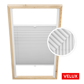 Store plissé gris clair pour fenêtres de toit Velux