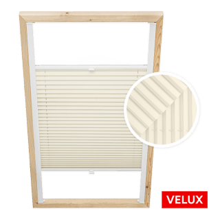 Store plissé beige pour fenêtres de toit Velux
